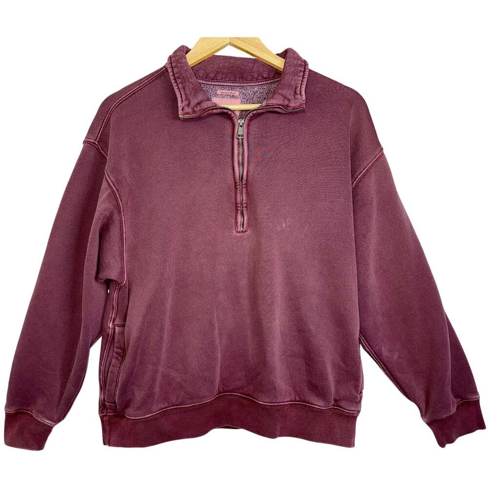 Abercrombie & Fitch Soft AF Max Essential Burgundy Quarter Zip Sweatshirt Size S